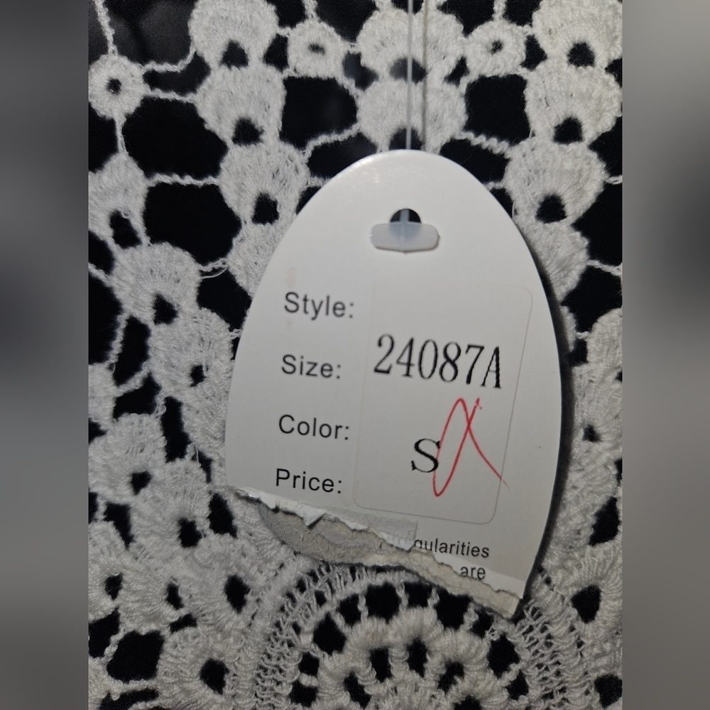 NWT St.Toreline Colorful Seashell Printed Crochet Lace Racer Back Tank Dress - Picture 3 of 3